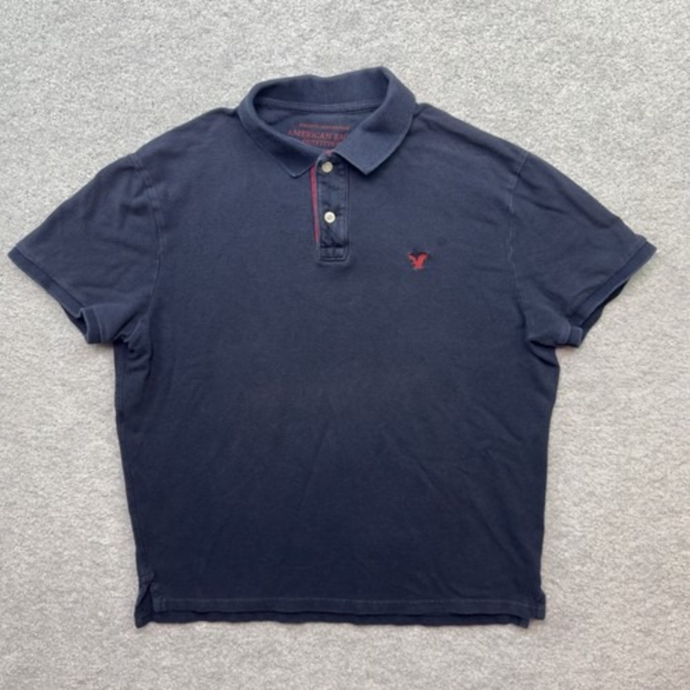 American Eagle Preppy Athletic Fit Polo Shirt Mens XL Black Casual